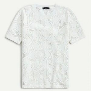 J Crew Short Sleeve T-shirt in Netted Stretch Lace in Ivory size M
